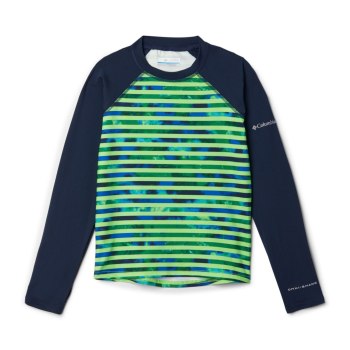 Columbia Sweater Jongens, Sandy Shores Printed Long Sleeve Sunguard Groen Strepen Donkerblauw, 78OYI